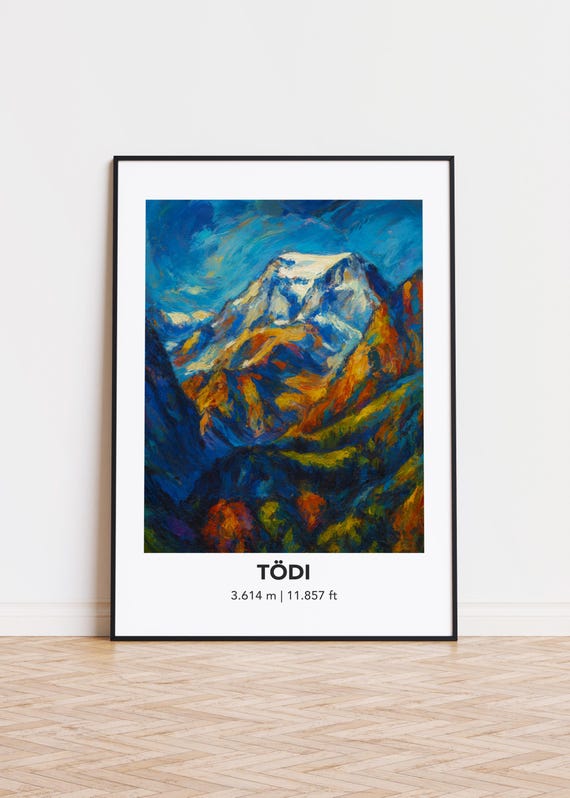 Tdi Mountain Print Modern Oil Painting Style Art Poster