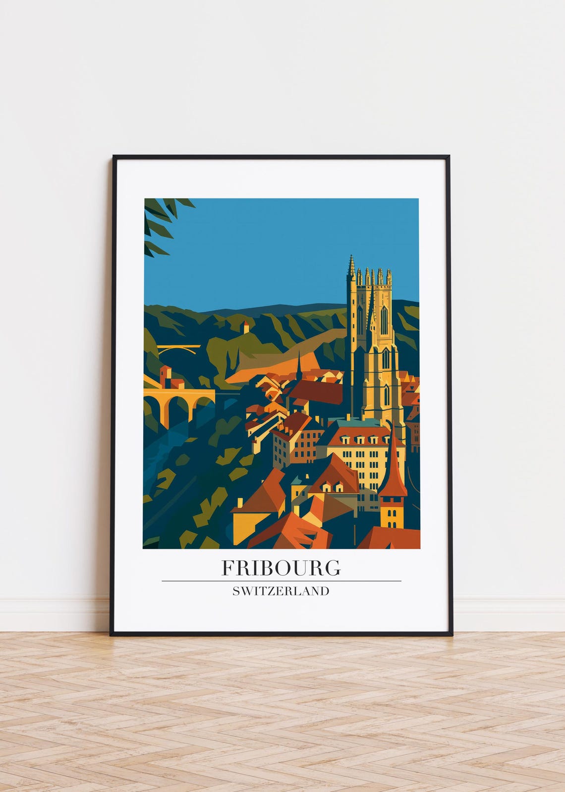 Fribourg Switzerland Poster City Skyline Art Print