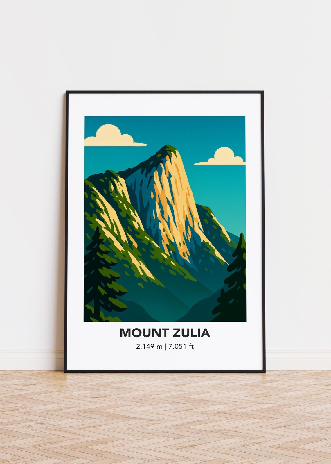 Mount Zulia Mountain Poster, Modern Minimalist Art