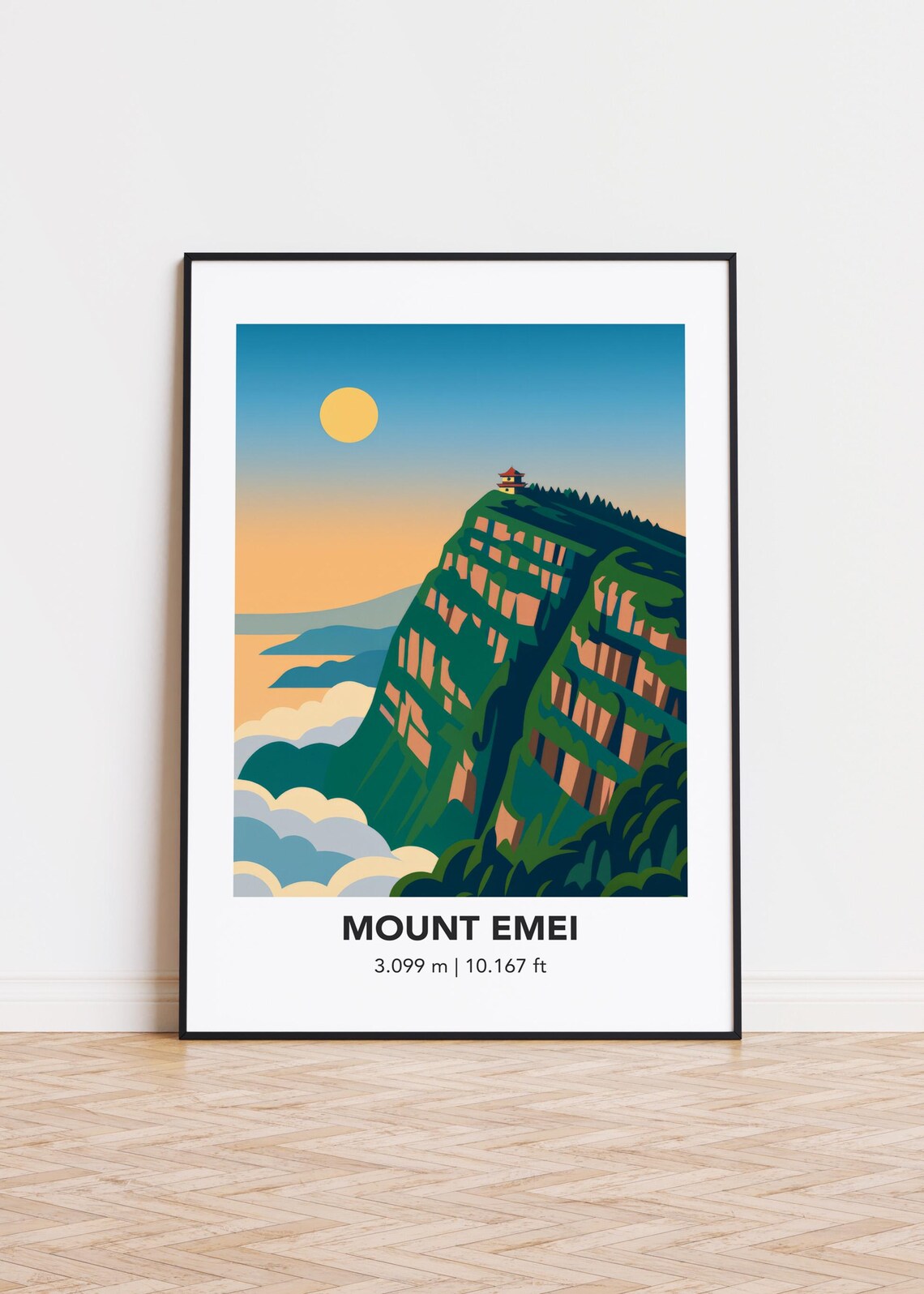 Mount Emei, Mountain Illustration Art Print