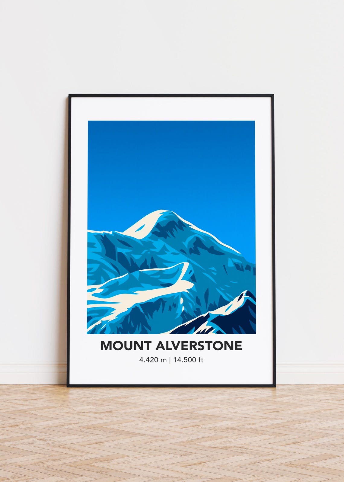 Mount Alverstone Blue Ice Snow Peak Mountain Illustration Poster
