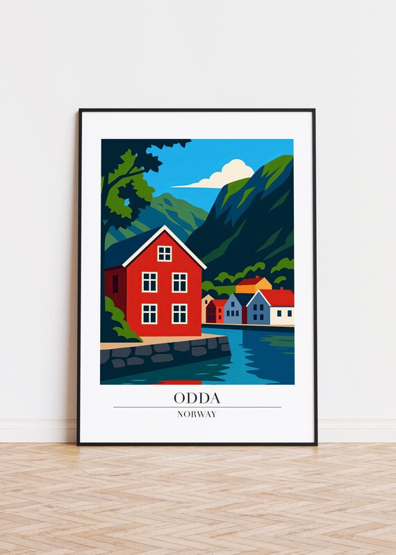 Odda Norway Poster City Illustration Art Print