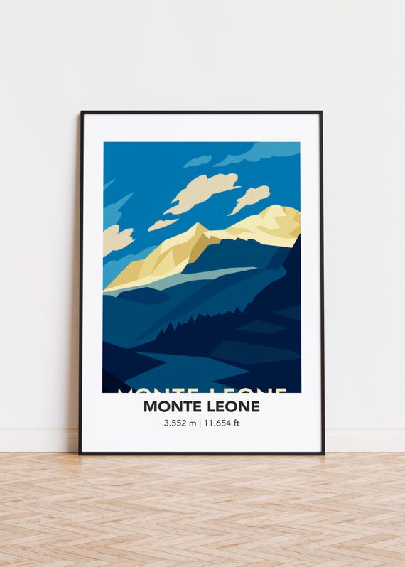 Monte Leone Mountain Art Print Minimalist Travel Poster