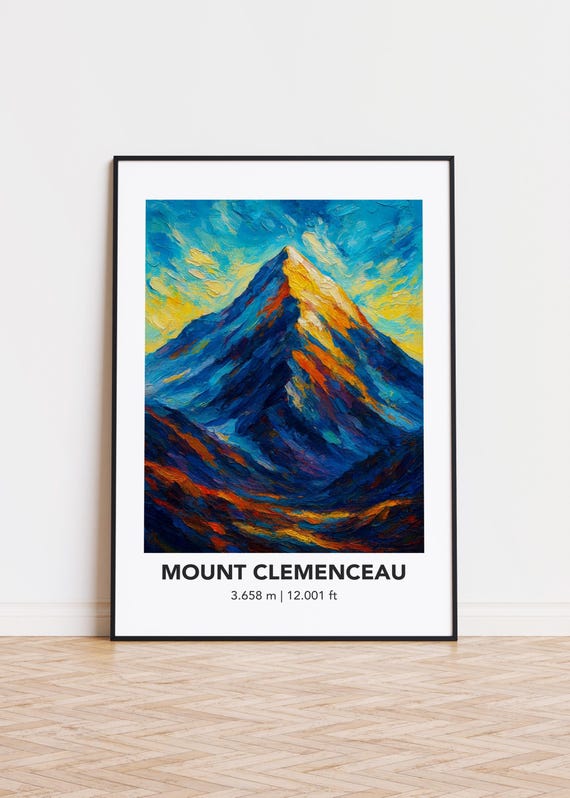 Mount Clemenceau Poster Mountain Print Modern Oil Painting Style Art