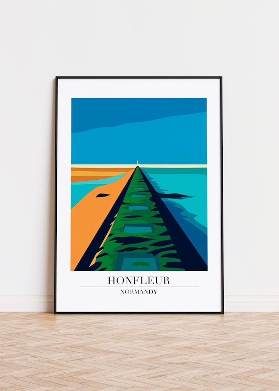 Honfleur Normandy Stone Pier Sea Horizon Vintage Travel Poster
