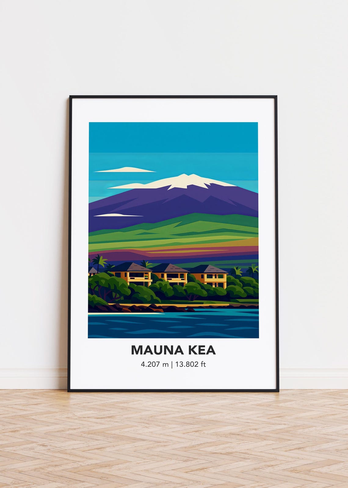 Mauna Kea 4207m Tropical Volcano Coast Minimalist Travel Poster
