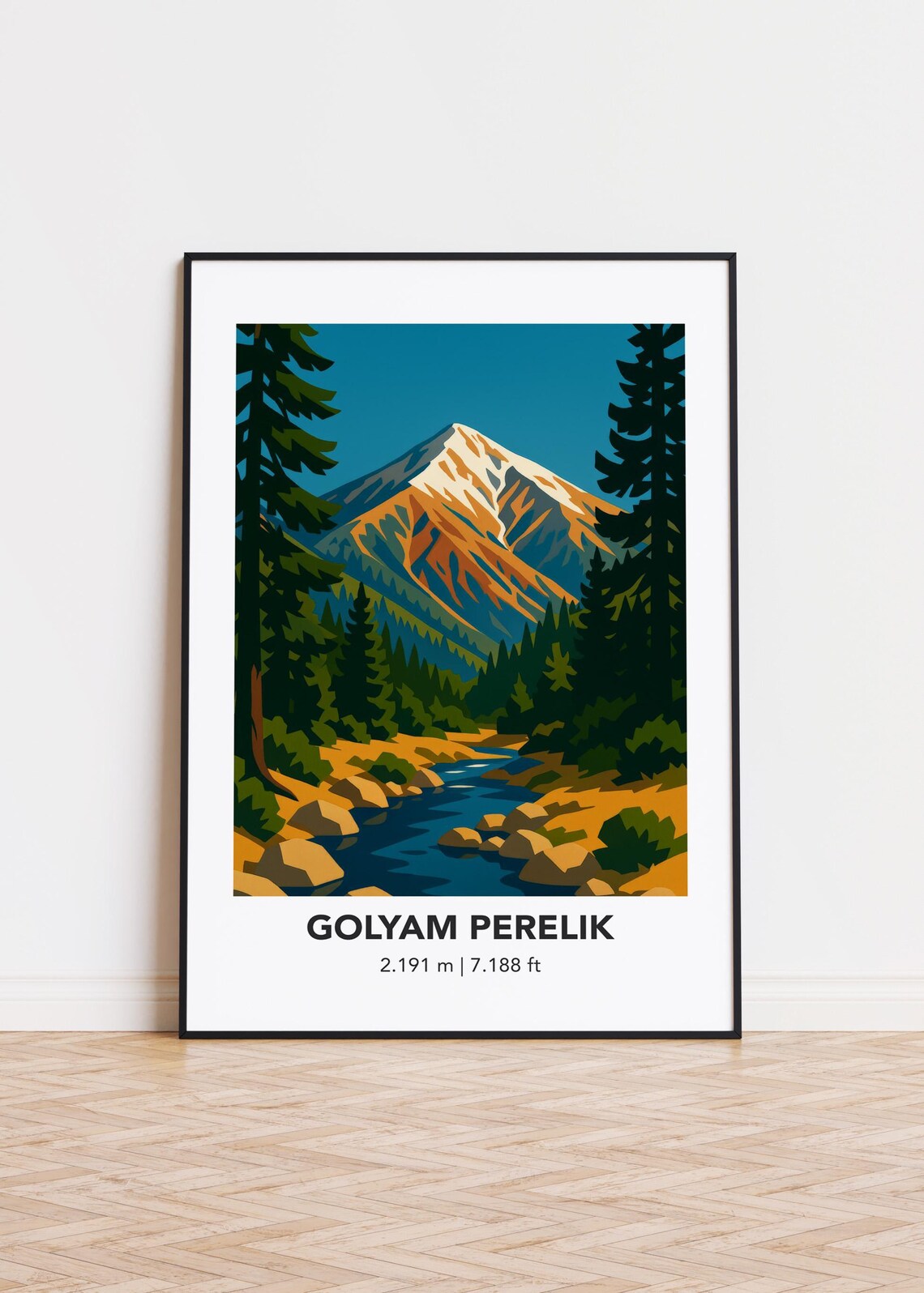 Golyam Perelik Mountain Modern Minimalist Art Print