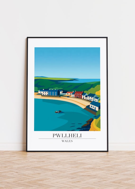 Pwllheli Wales Poster Modern Illustration Art Print