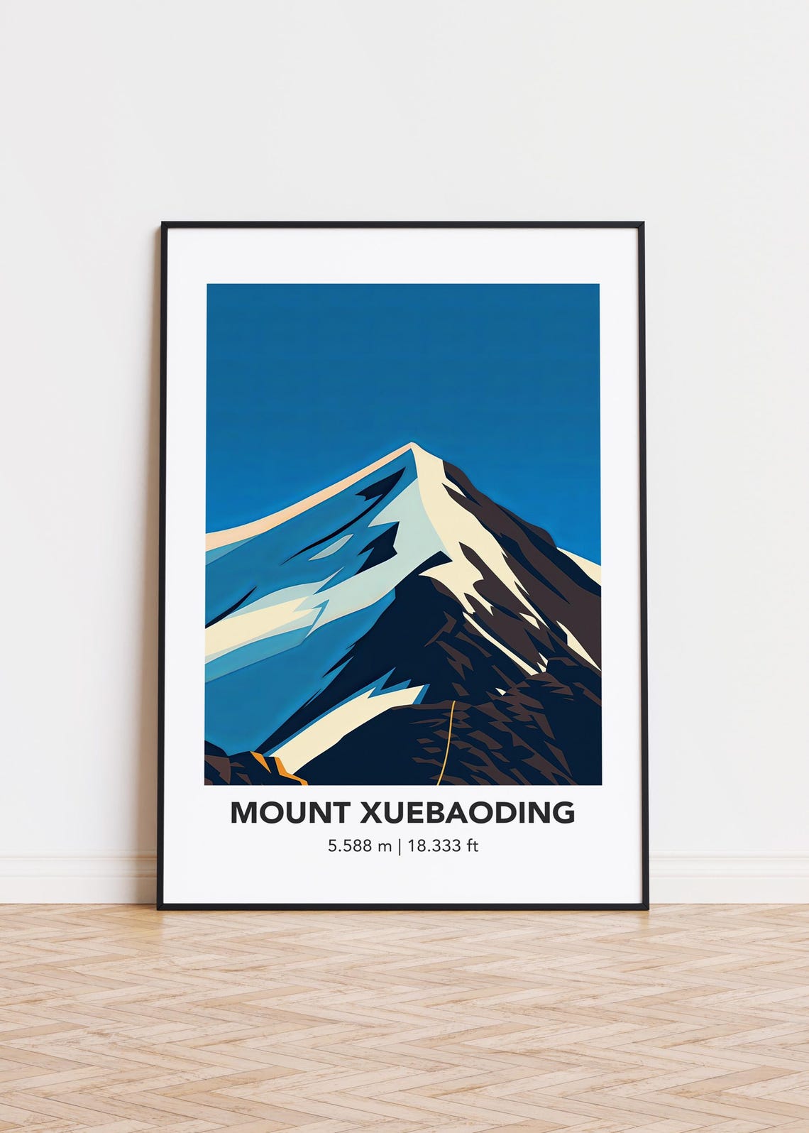 Mount Xuebaoding Peak Travel Illustration Poster 5588M Mountain Art