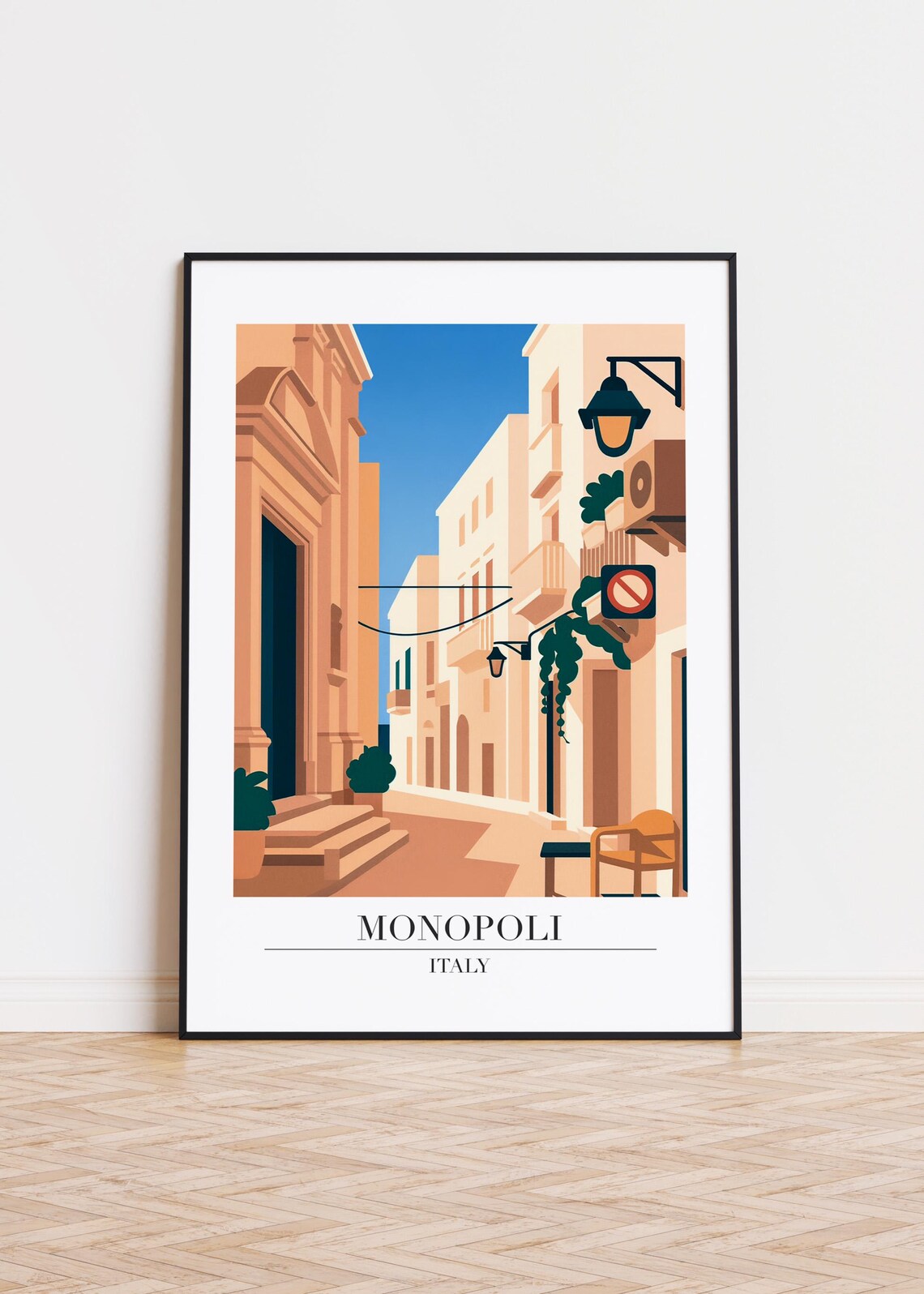 Monopoli Italy Modern City Illustration, Poster Print
