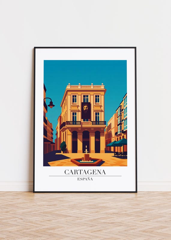 Cartagena Cityscape Poster Modern Travel Art Print