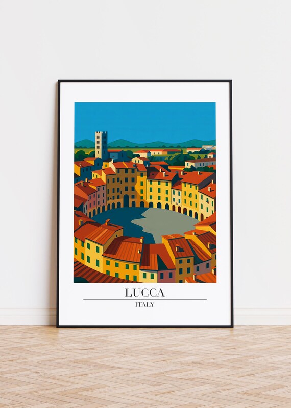 Lucca Italy Poster, Modern City Illustration