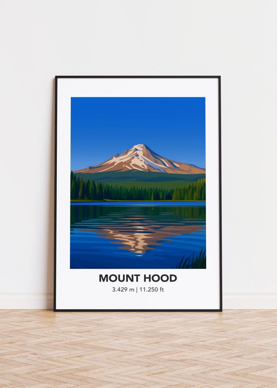 Mount Hood Poster Mountain Illustration Art Print