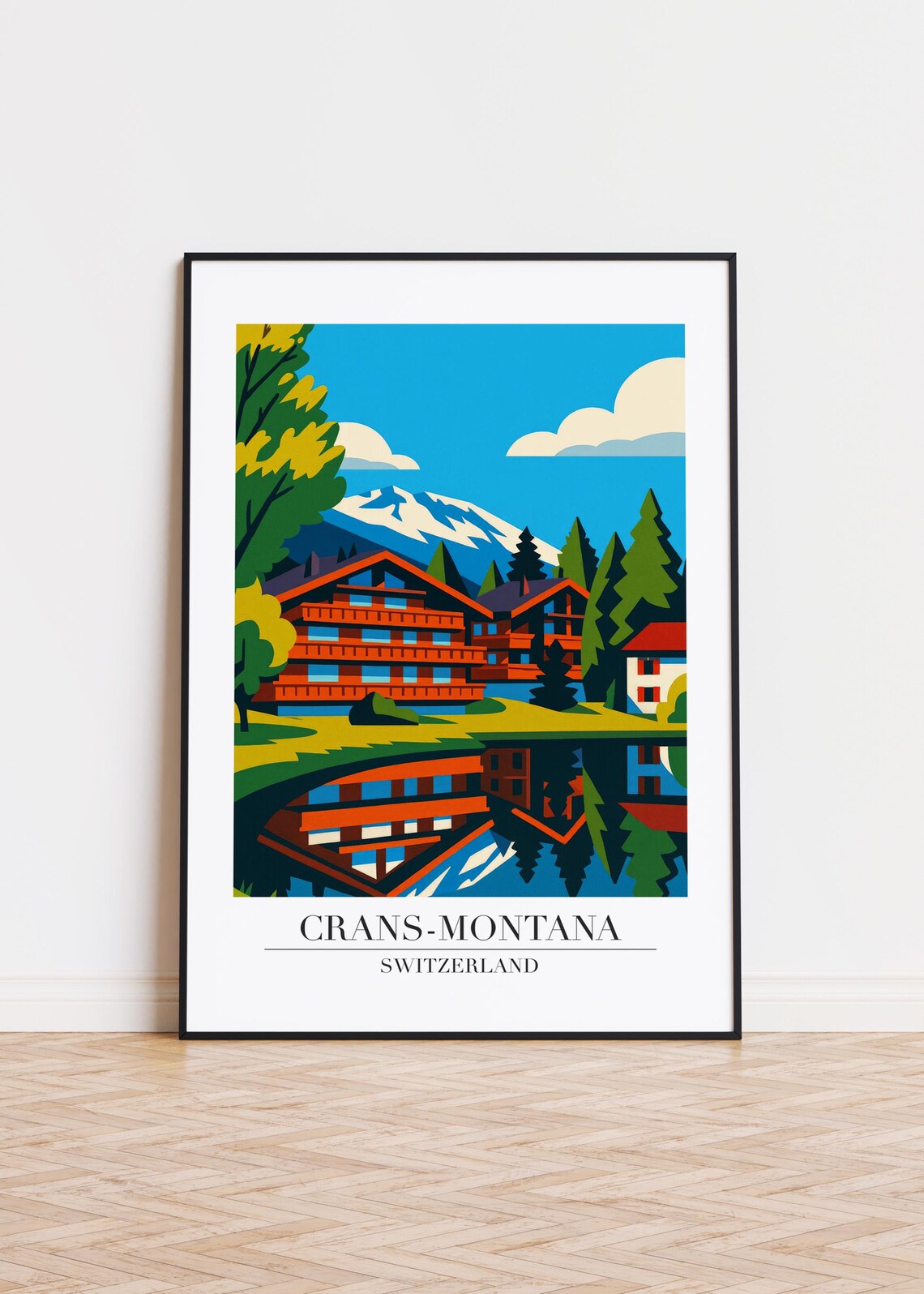 Cransmontana Switzerland Modern Travel Poster