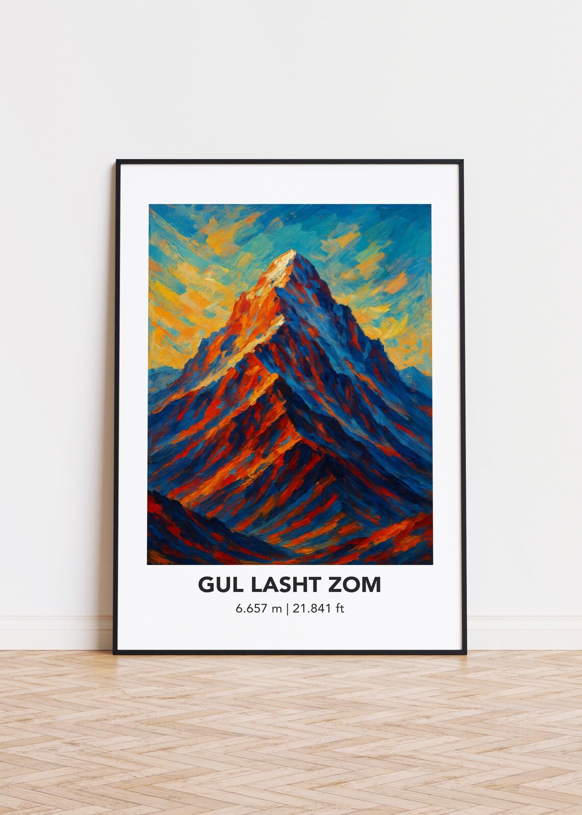 Gul Lasht Zom Mountain Peak Oil Painting Style Travel Poster