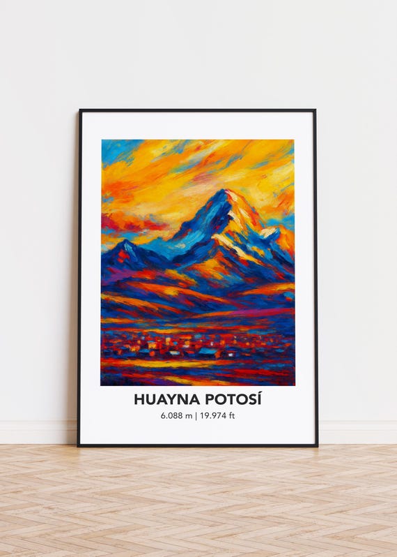 Huayna Potos Poster Mountain Print Modern Oil Painting Style Art