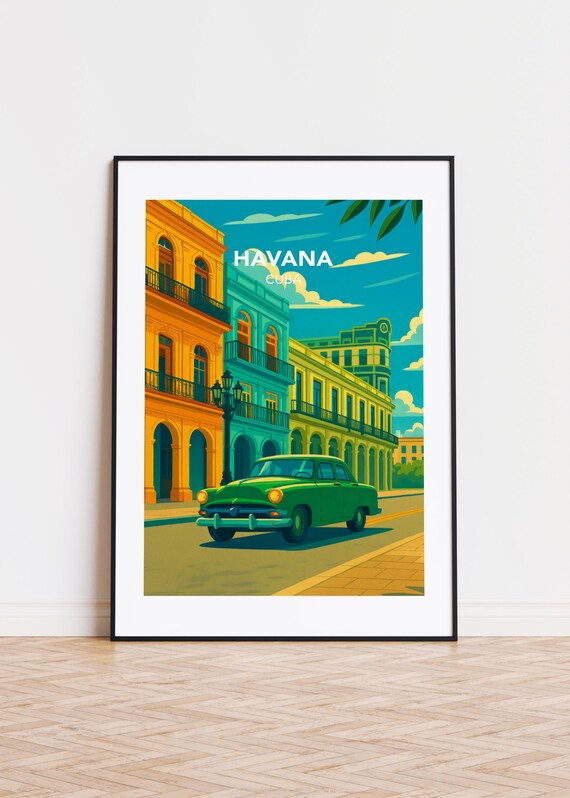 Havana Cuba Classic Car Colonial Street Retro Vintage Art Poster