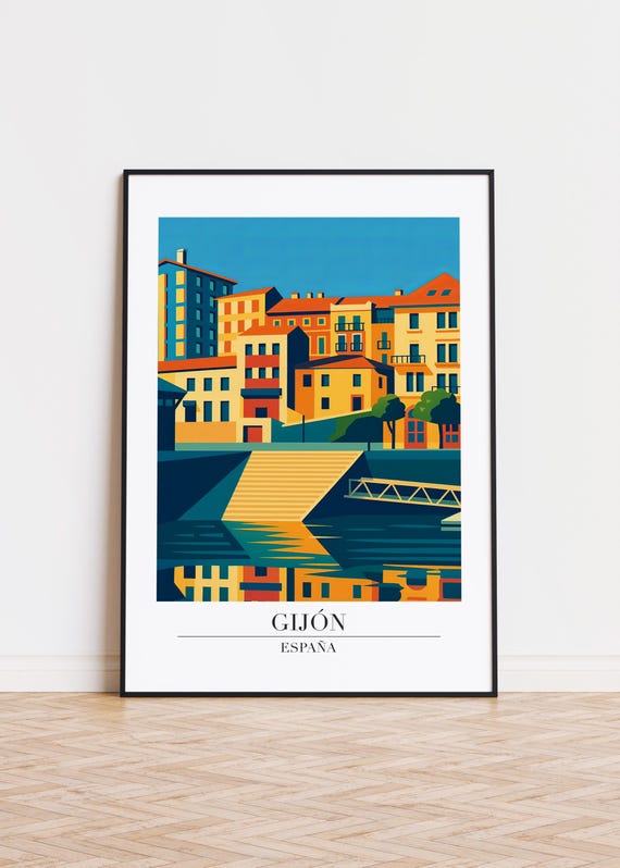 Gijn Spain Poster Modern City Art Print