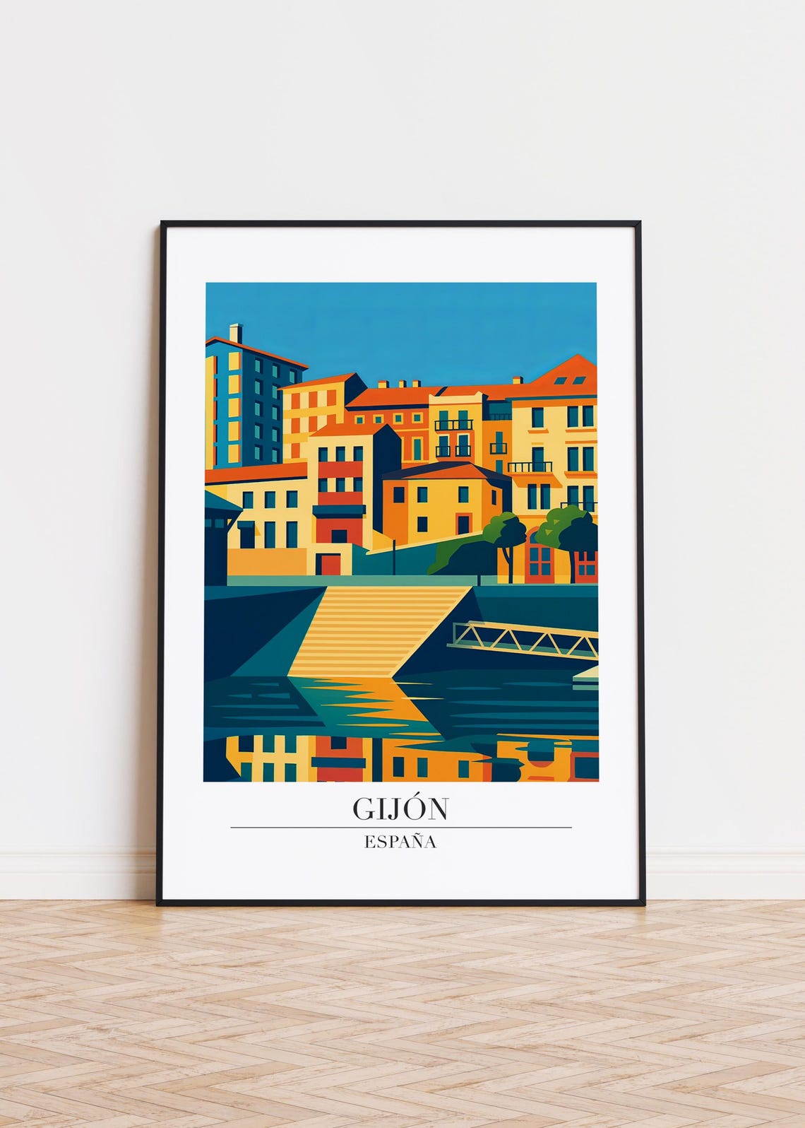 Gijn Spain Poster Modern City Art Print