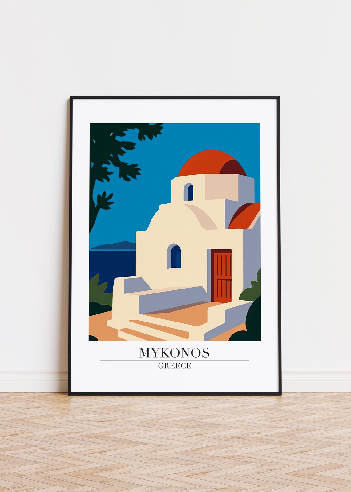 Mykonos Greece Art Print Minimalist Travel Poster