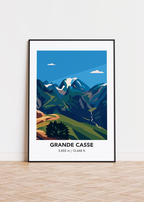 Grande Casse Mountain Art Print Minimalist Travel Poster