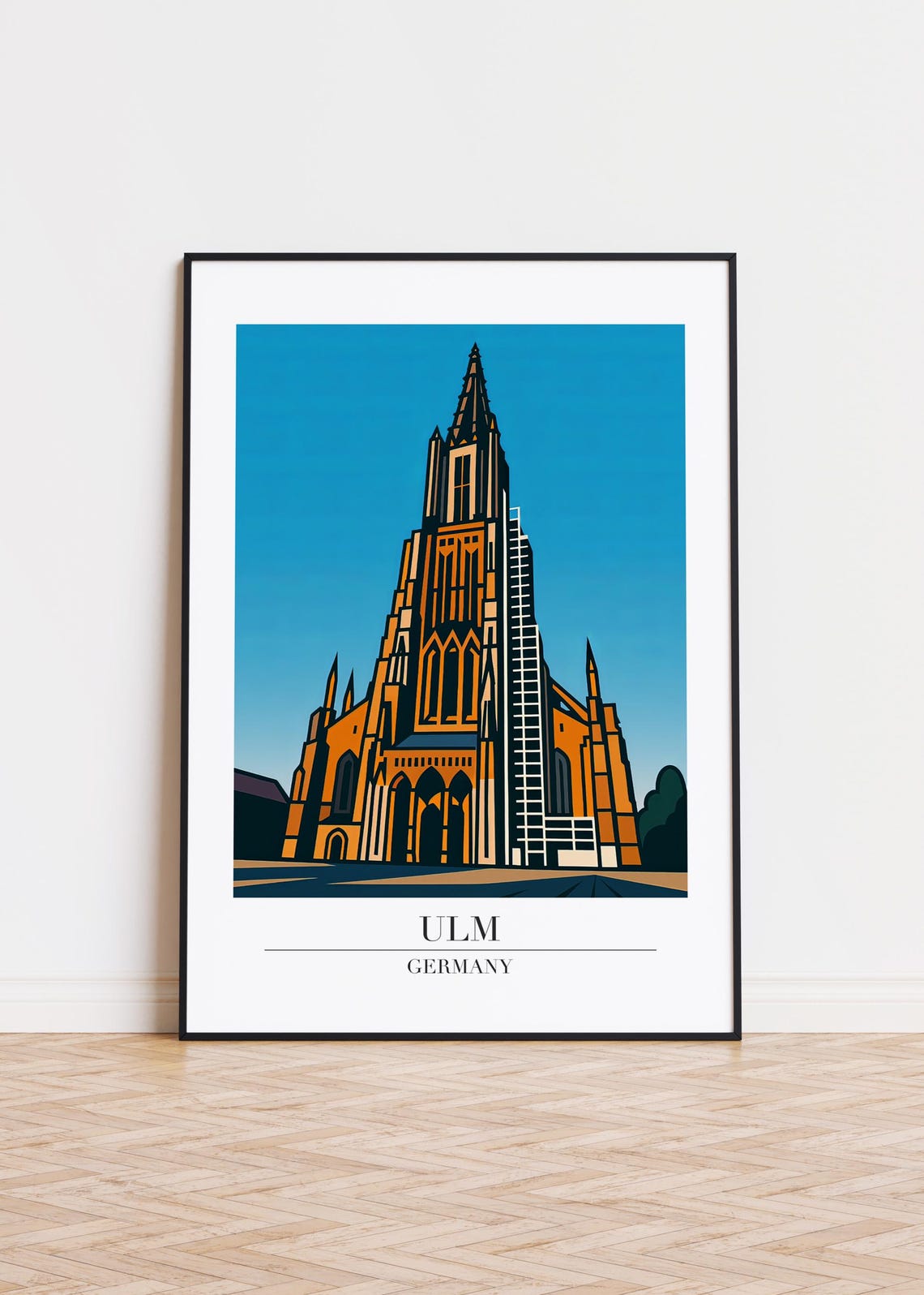 Ulm Germany Minster Church Spire Gothic Retro Travel Art Poster