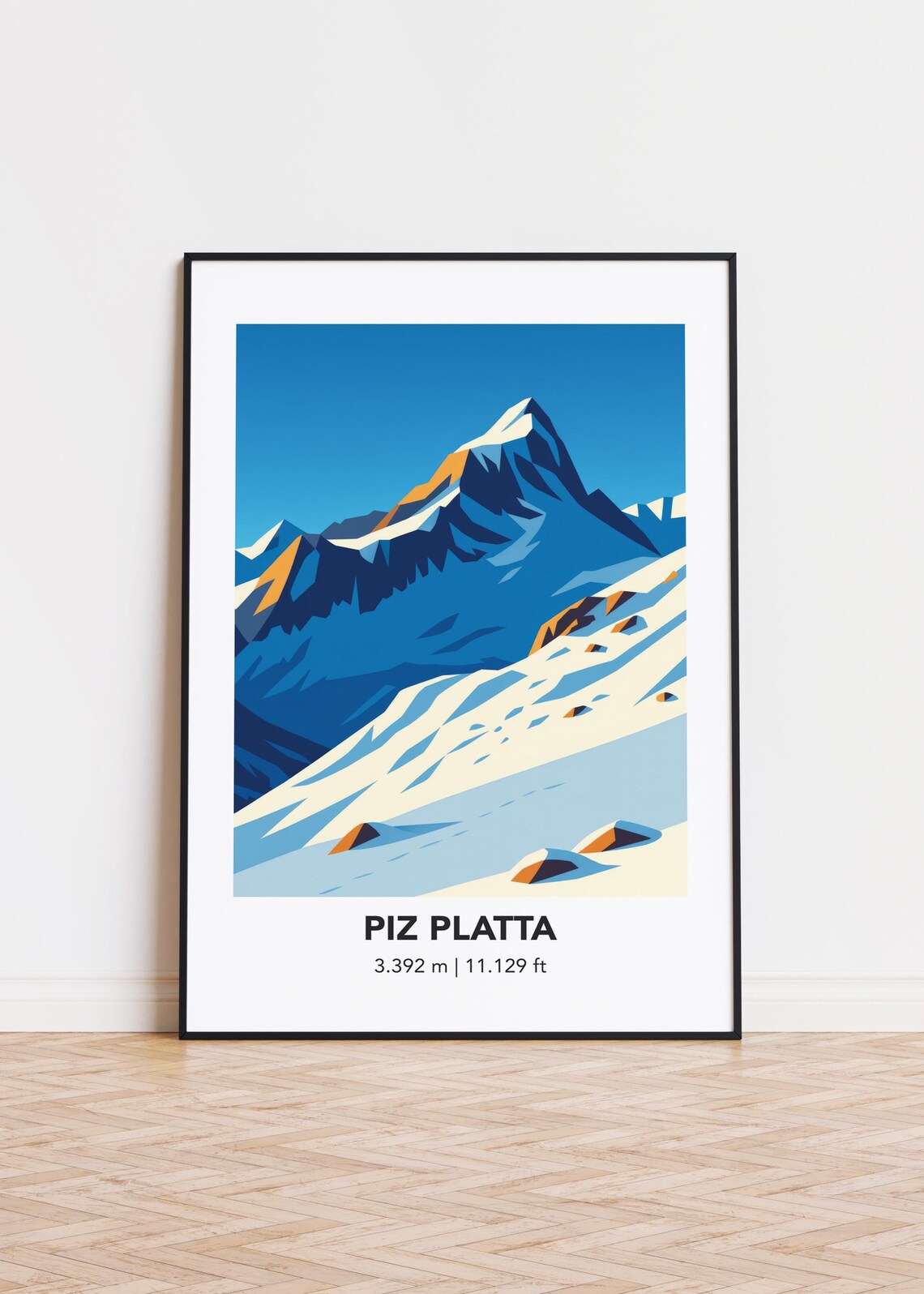 Piz Platta Poster Print, Mountain Illustration