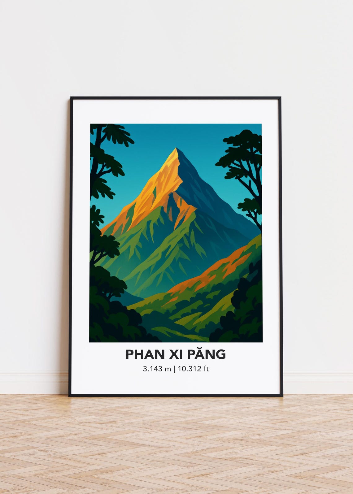 Phan Xi Pang Vietnam Highest Peak Minimalist Mountain Poster