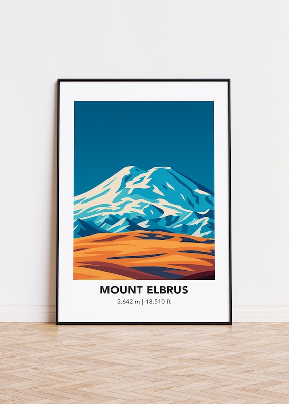Mount Elbrus Print Mountain Illustration Art