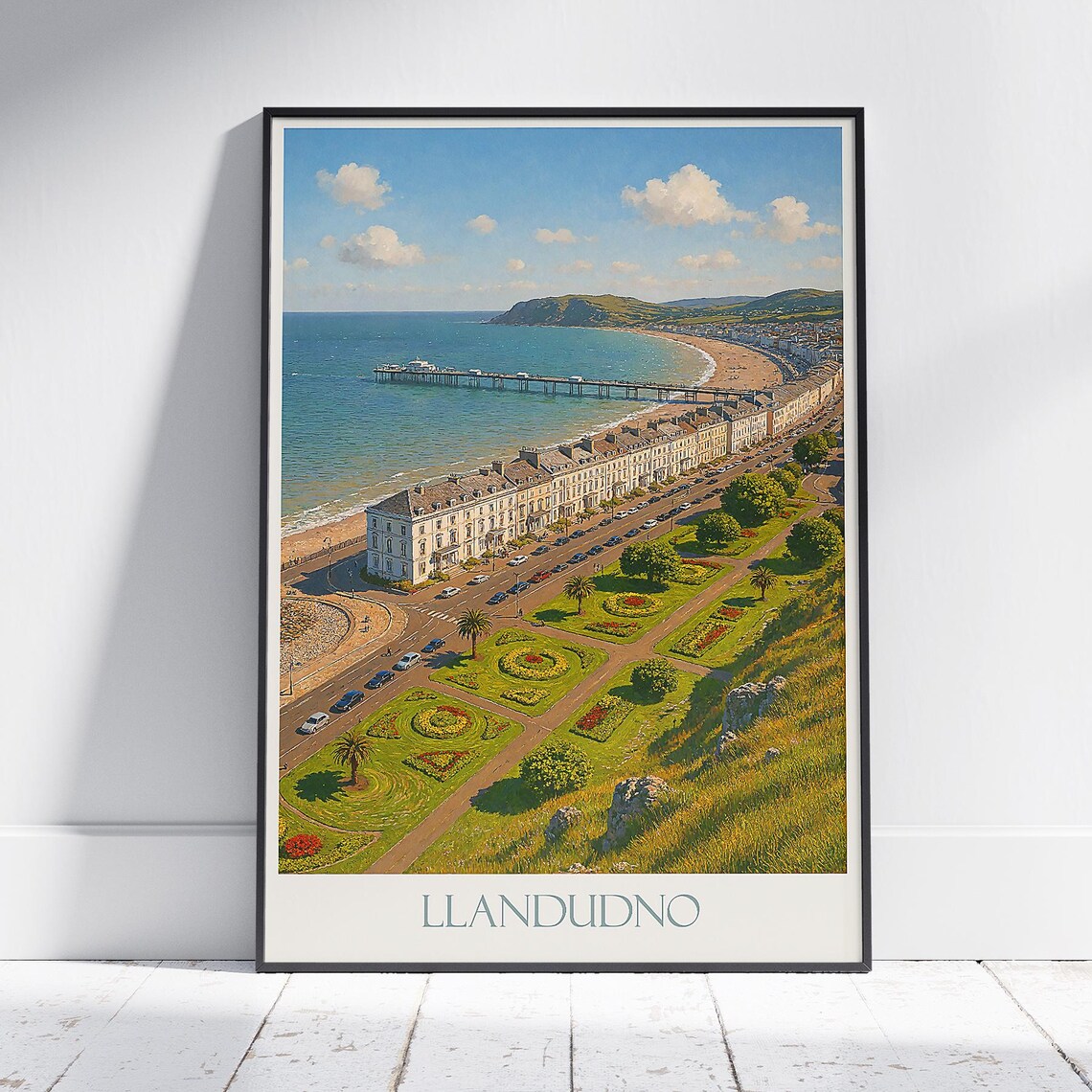 Llandudno North Wales Victorian Pier Coastal View Travel Poster