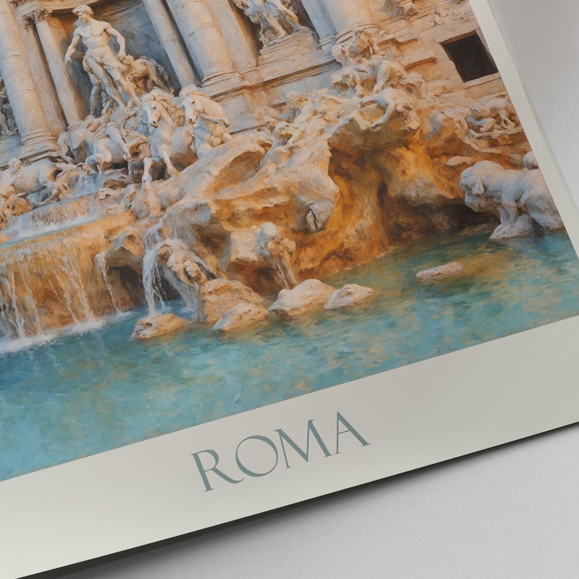 Roma Italy Trevi Fountain Baroque Marble Painted Travel Poster - Image 3