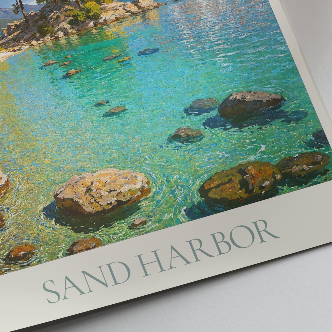 Sand Harbor Lake Tahoe Nevada Clear Water Painted Nature Poster - Image 4