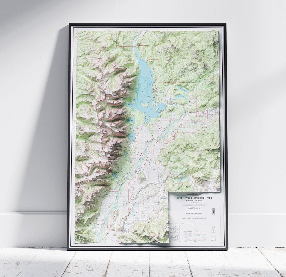 Grand Teton National Park Topographic Map Shaded Relief Wall Art