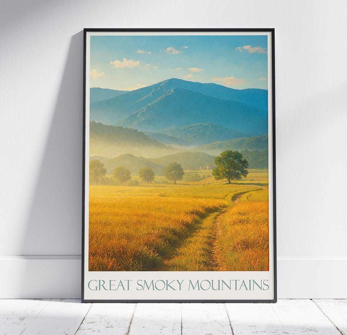Great Smoky Mountains Misty Valley Golden Sunrise Scenic Poster