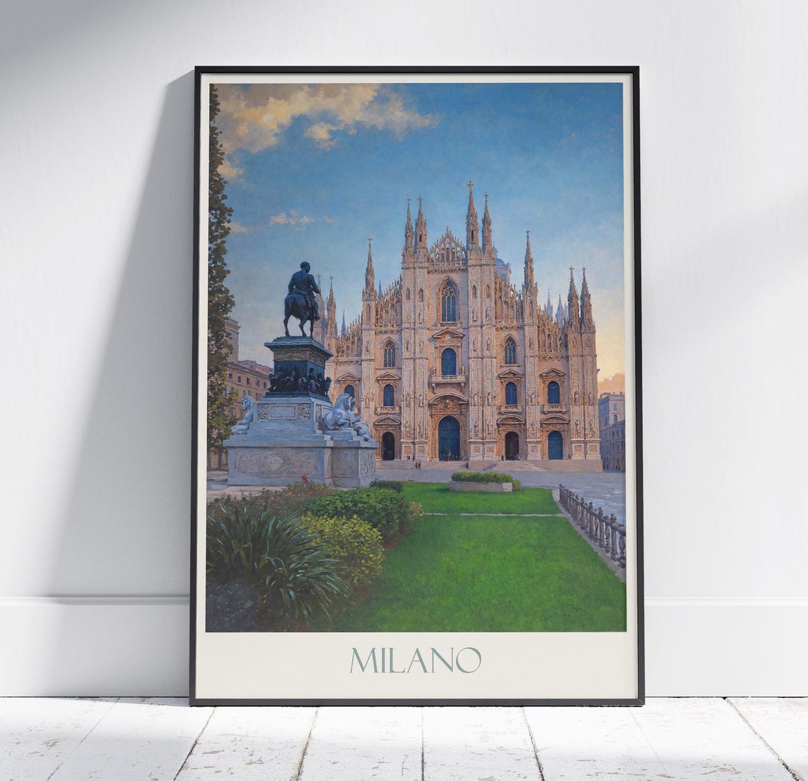 Milan Italy Duomo Cathedral Gothic Facade Sunrise Painted Poster