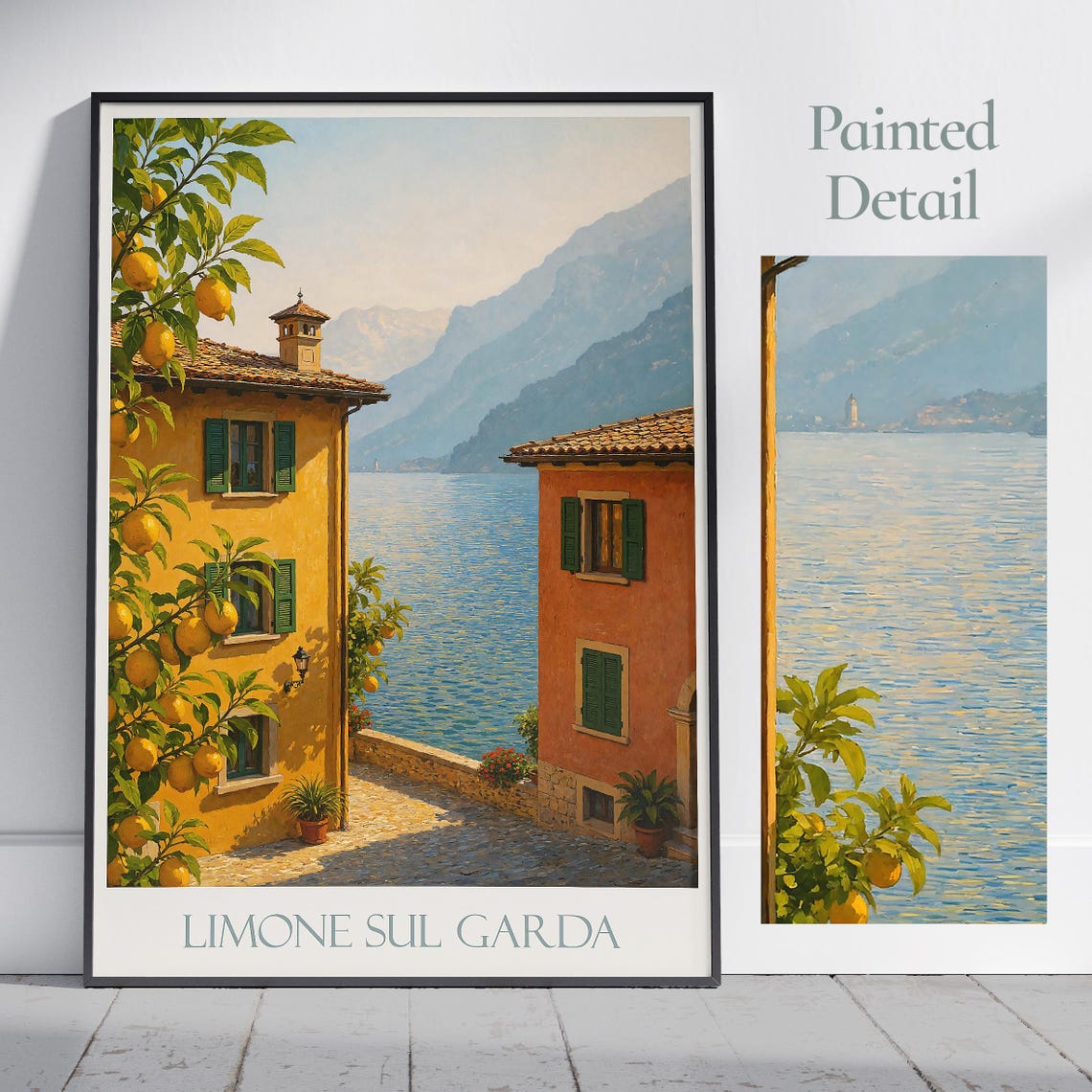 Limone Sul Garda Italy Lemon Trees Lake Painted Travel Poster