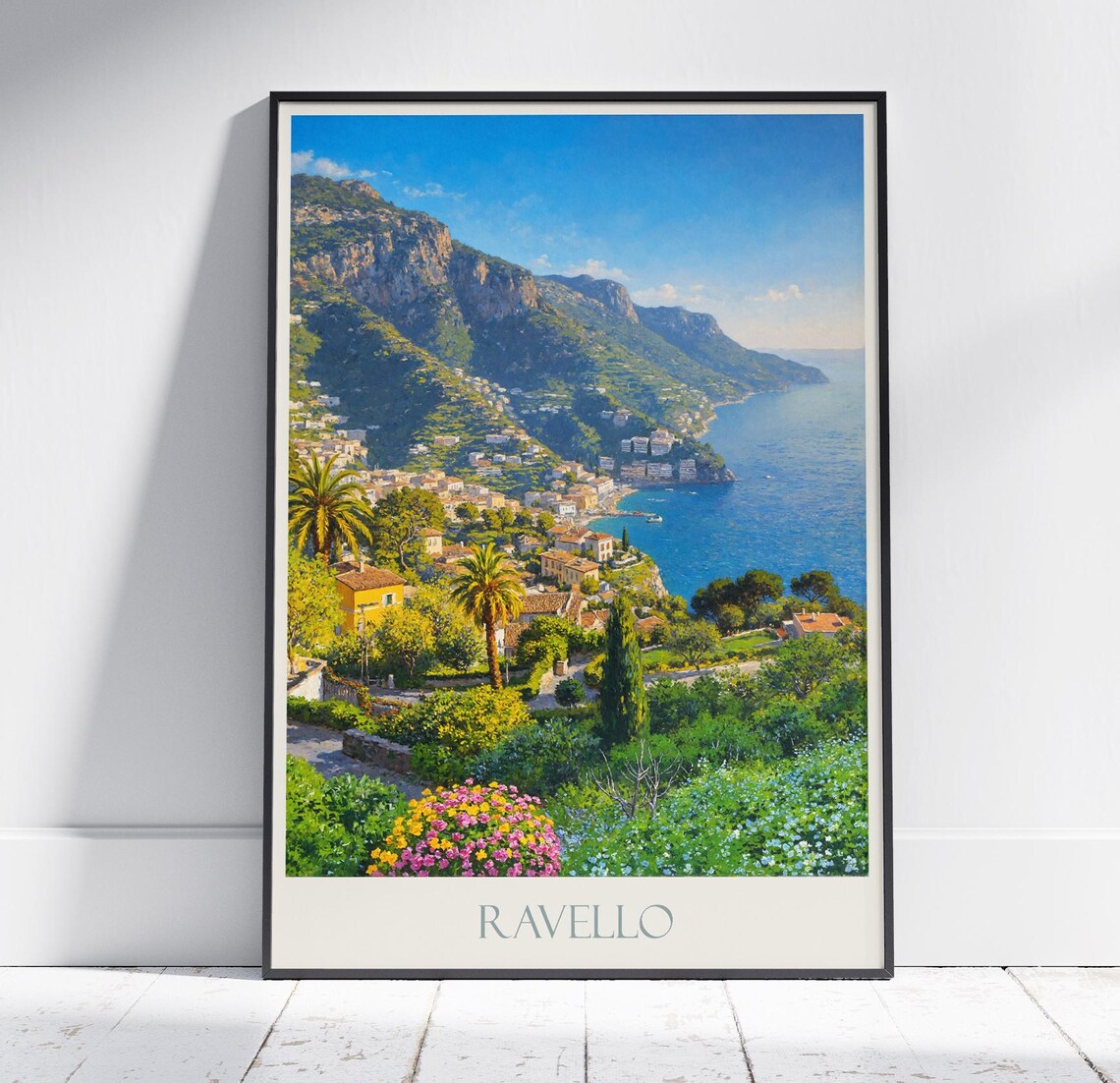 Ravello Amalfi Coast Garden View Sea Italy Vintage Travel Poster
