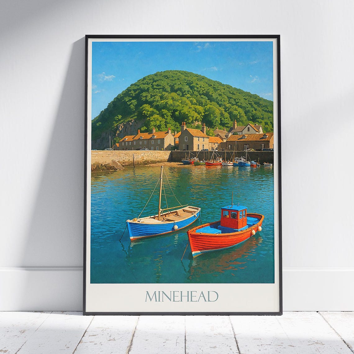 Minehead Harbour Somerset English Coastal Town Travel Poster