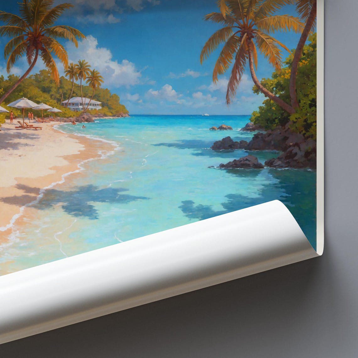 Cayman Islands Caribbean Sea Turtle Beach Painted Travel Poster - Image 3