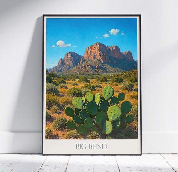 Big Bend National Park Desert Cactus Mountain Scenic Travel Poster