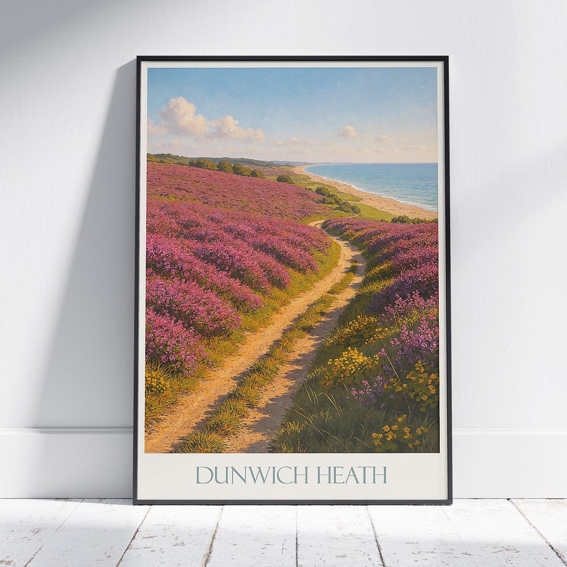 Dunwich Heath Suffolk Heather Coastline Cliff Walk Travel Poster