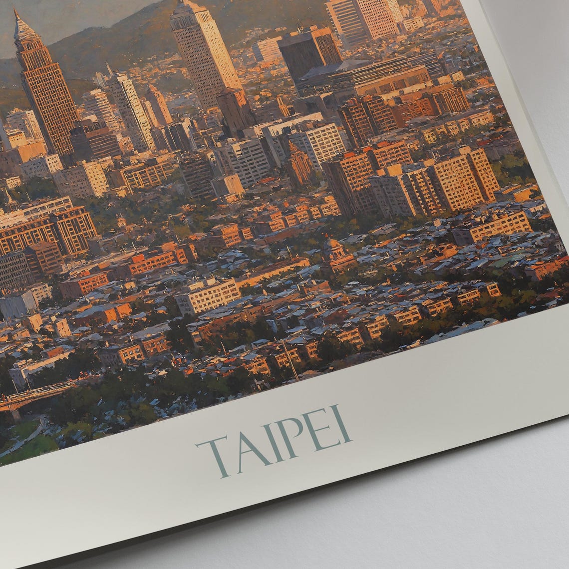 Taipei Taiwan 101 Tower Skyline Mountain Sunset Painted City Poster - Image 2