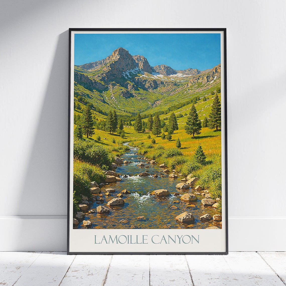 Lamoille Canyon Mountain Stream Nevada Landscape Travel Poster