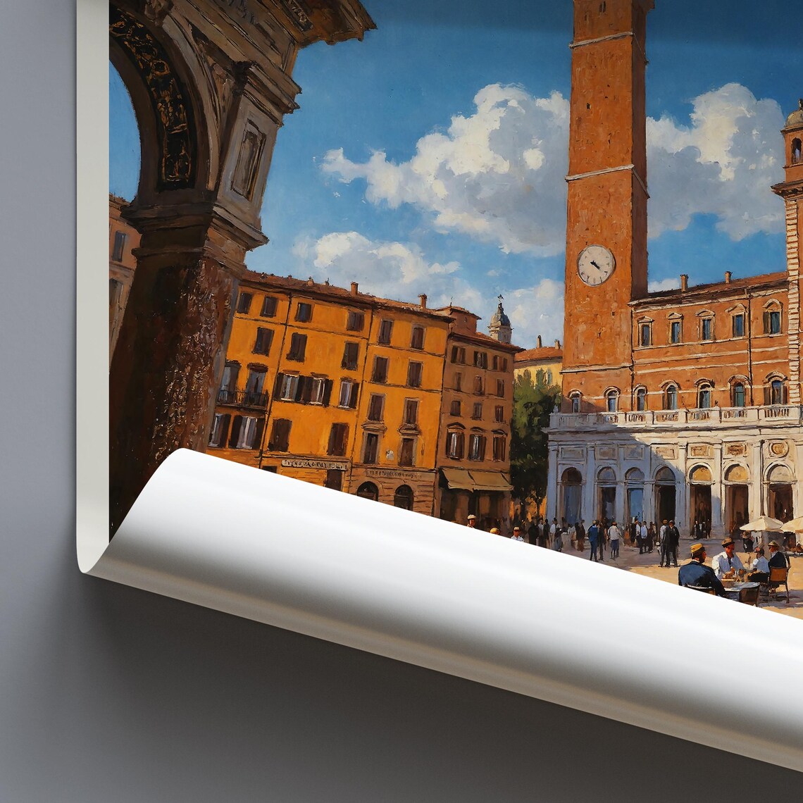 Siena Italy Piazza Del Campo Tower Historic Painted Travel Poster - Image 4