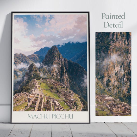 Machu Picchu Travel Print Travel Poster Wall Art Home Decor Peru Personalized Gift Painting Framed