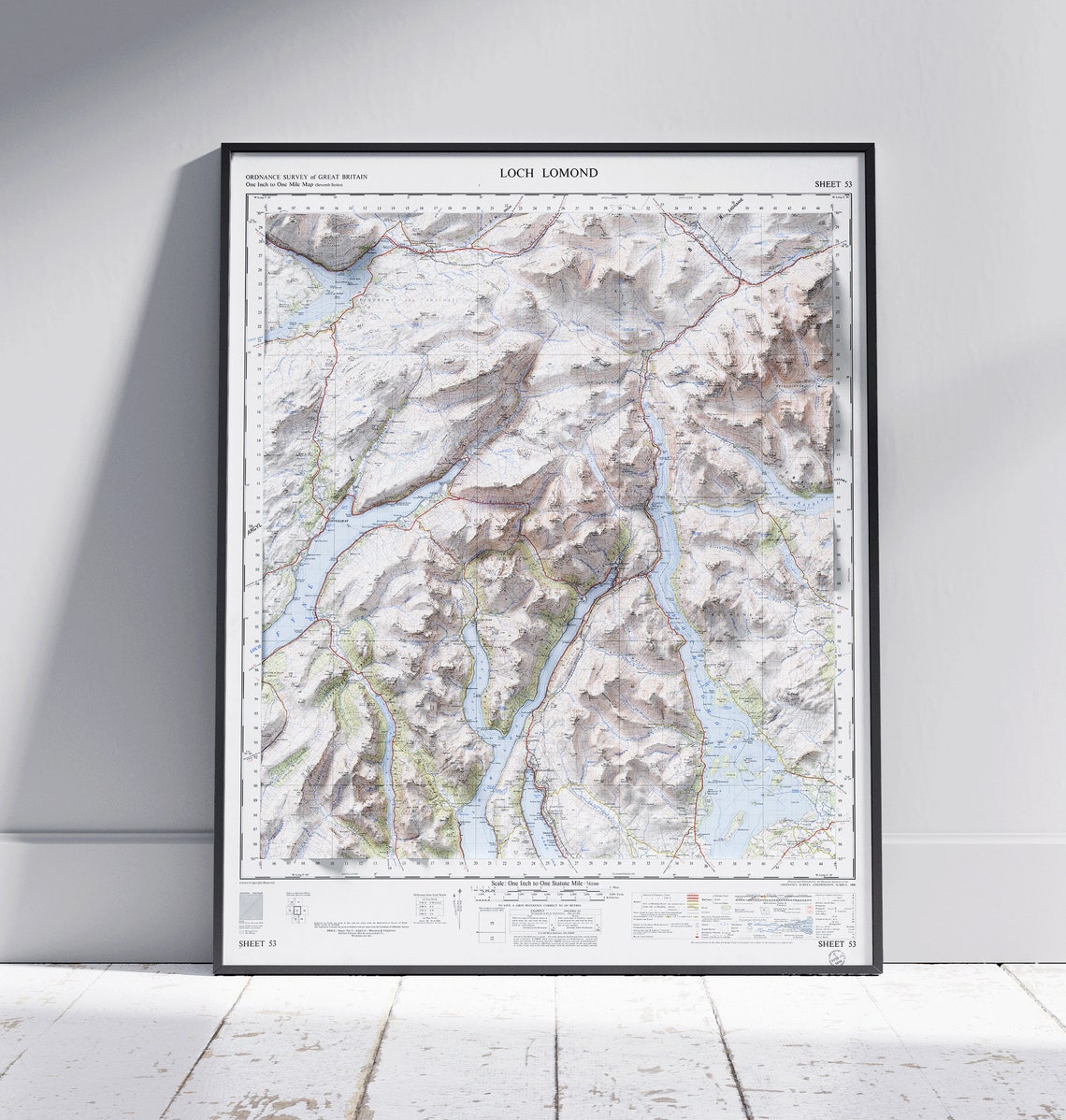 Loch Lomond Scotland Relief Ordnance Survey Vintage Map Print