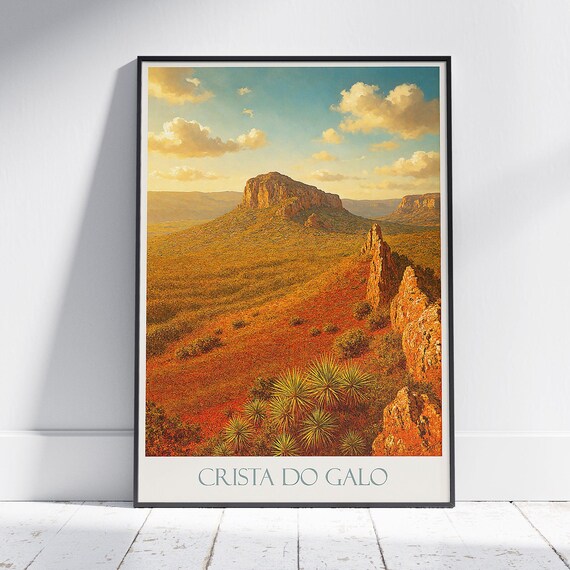 Crista Do Galo Brazil Travel Poster Minas Gerais Landscape Art Print Panoramic Nature Wall Decor