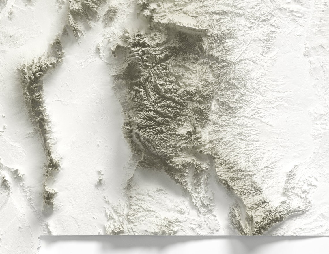 New Mexico Minimalist Shaded Relief Topographic State Map Art Print - Image 2