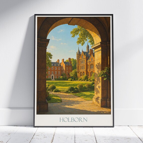 Holborn London Historic Archway Garden Square Vintage Travel Poster