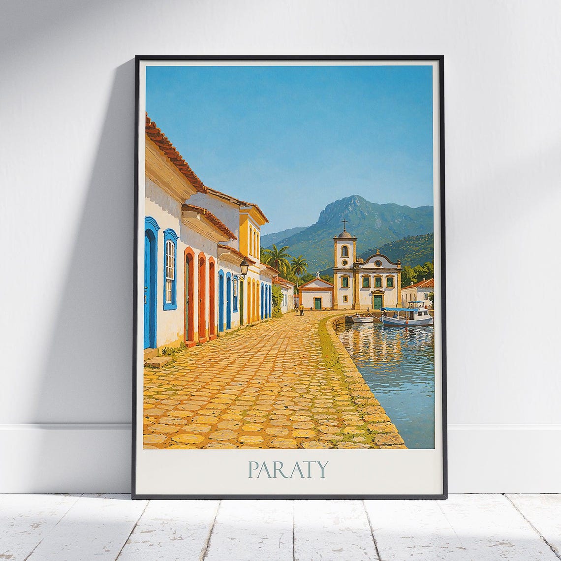 Paraty Brazil Cobblestone Waterfront Church Colonial Town Poster